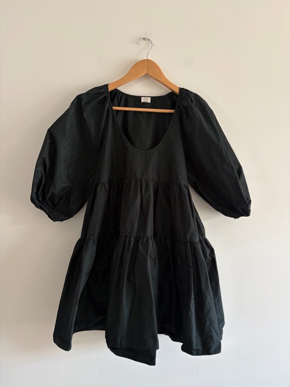 Aritzia Wilfred Fantasy Taffeta Babydoll Dress Dark Shimmer Green 2XS - Picture 2 of 6